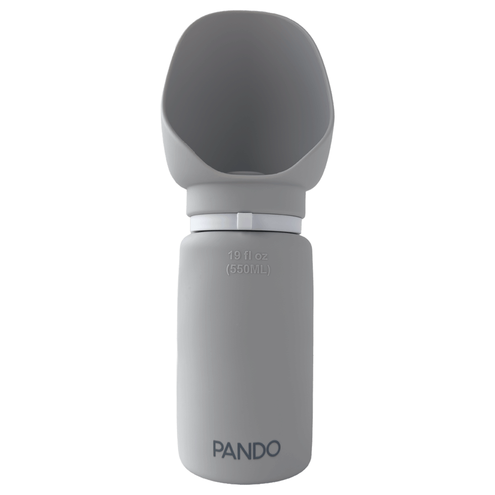 ขวดน้ำสำหรับสัตว์เลี้ยง PANDO ซิลิโคนพับได้ สีเทา